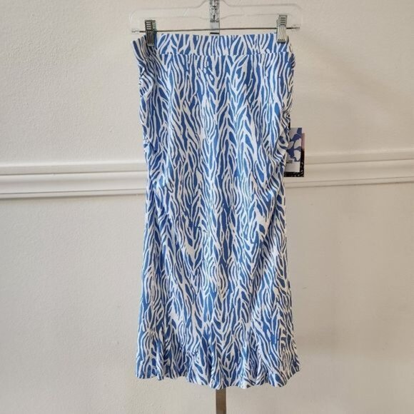 Diane Von Furstenberg Blue And White Zebra Print Midi Skirt size Medium - Picture 3 of 11